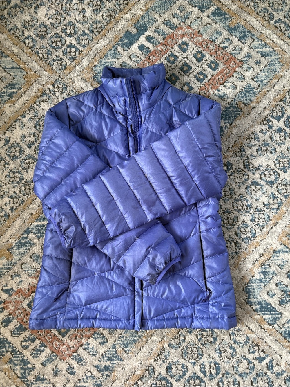 Purple Quilted North Face Puffer Jacket